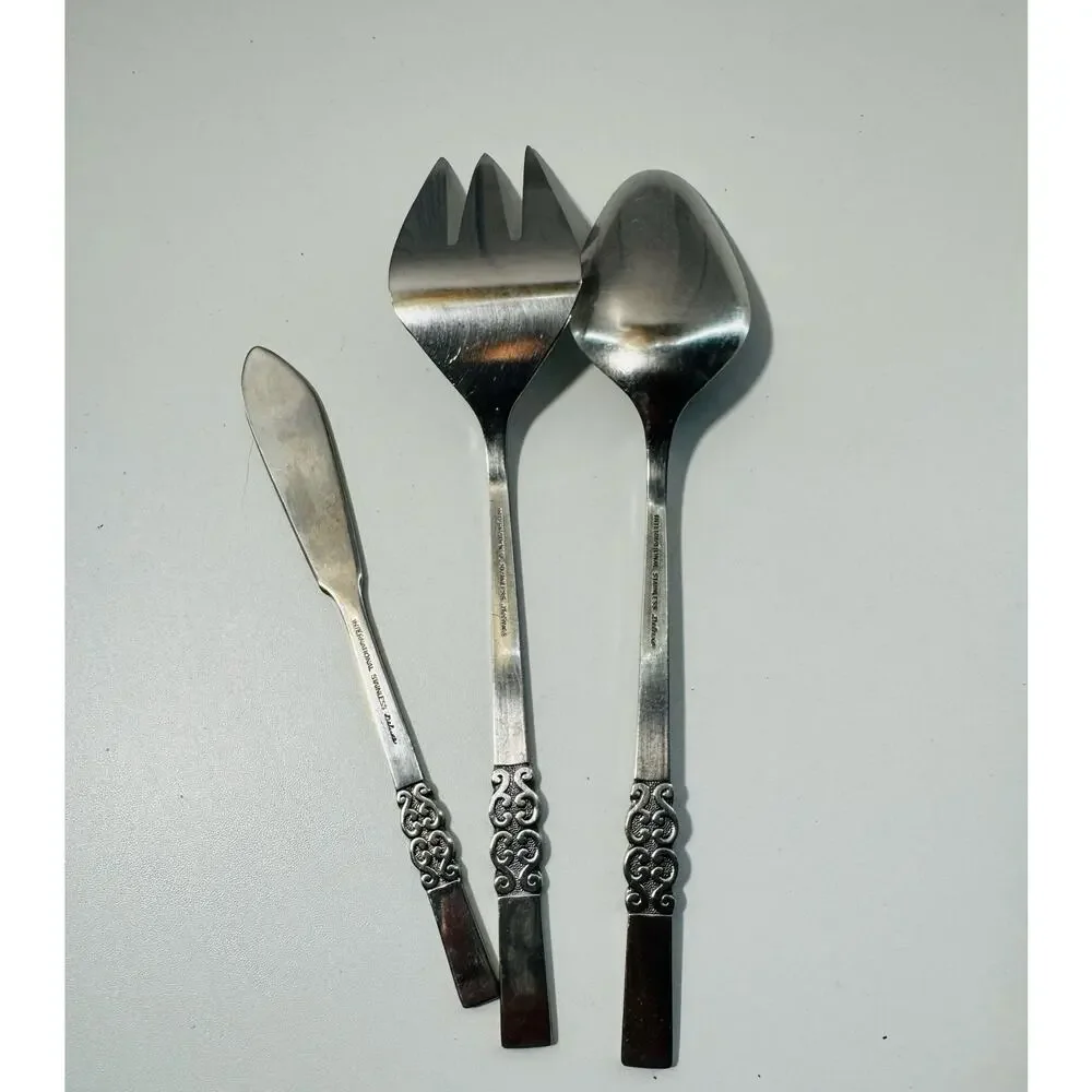 International Stainless Deluxe Danish Scroll 3 pc Serving Set MCM
